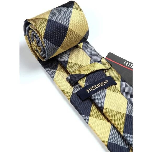 Ties for Men Formal Business Plaid Checked Mens Ties and Pocket Square Set - Picture 4 of 7